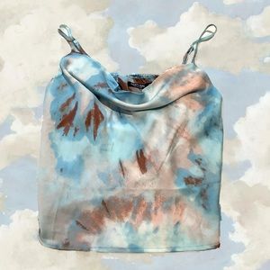 Nasty Gal teal/brown toned satin tank